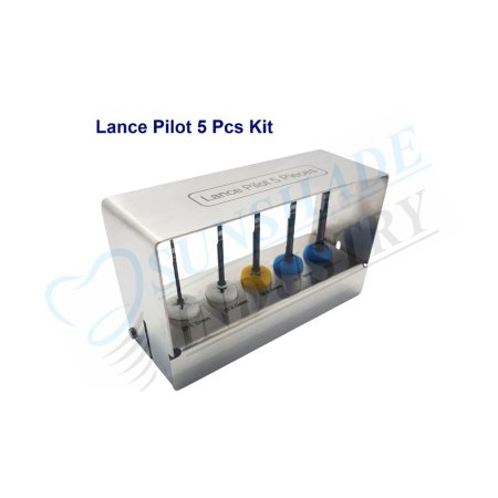 Dental Implant Long Lance Pilot Drills Kit – 5 Pcs Stainless Steel Burs Set with Holder